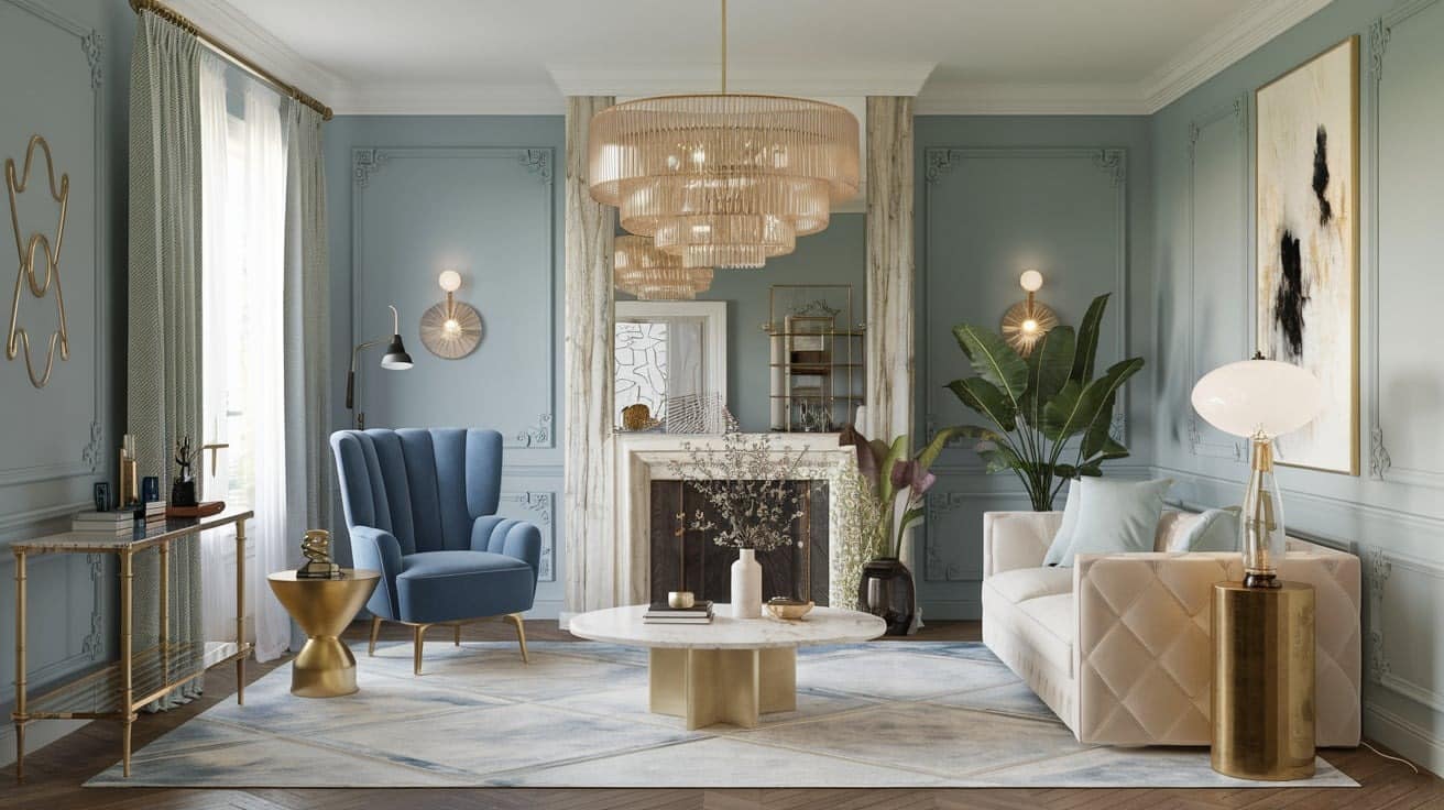 French Living Room with a Touch of Glamour