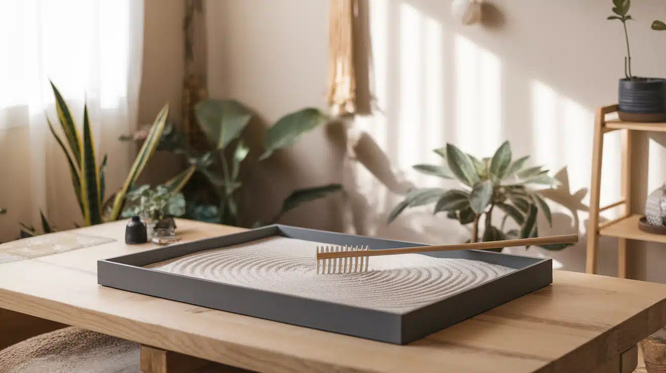 Indoor Pebble Garden with a Sand Raking Tray