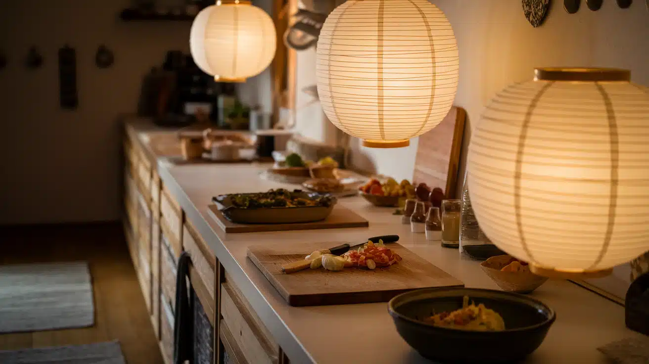 Integrate Japanese Paper Lanterns for Soft Lighting