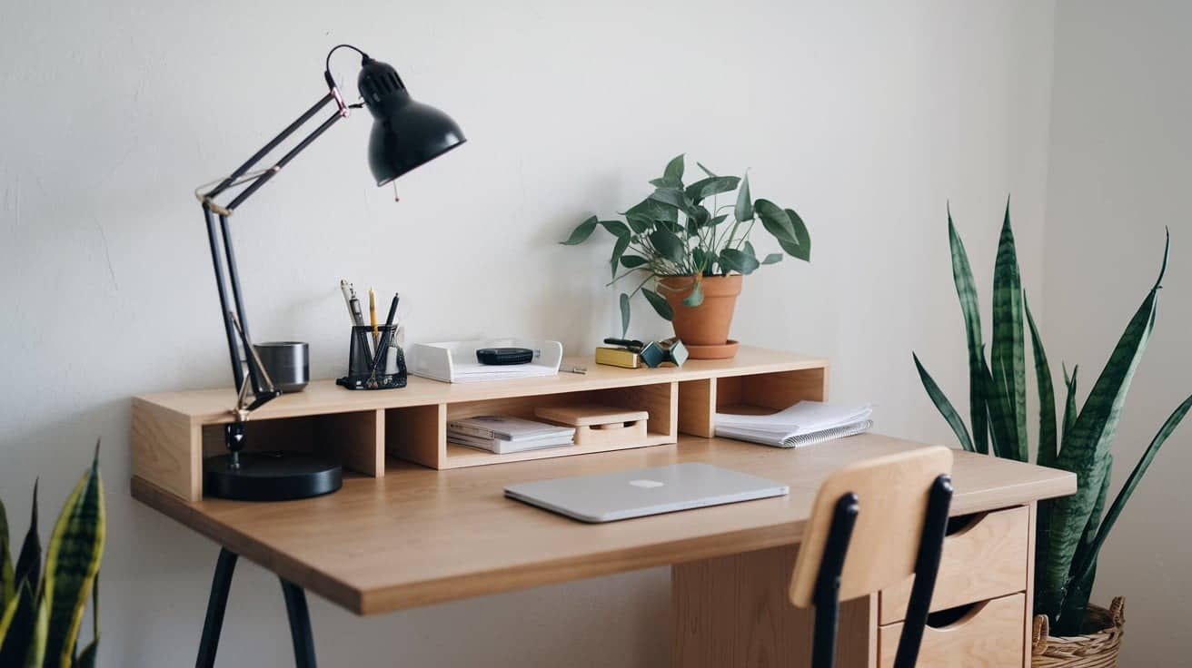 Japandi Office Desk Idea for a Minimalist Look