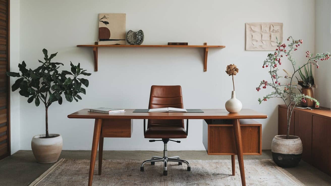 Japandi Office with Thoughtful Decor Details