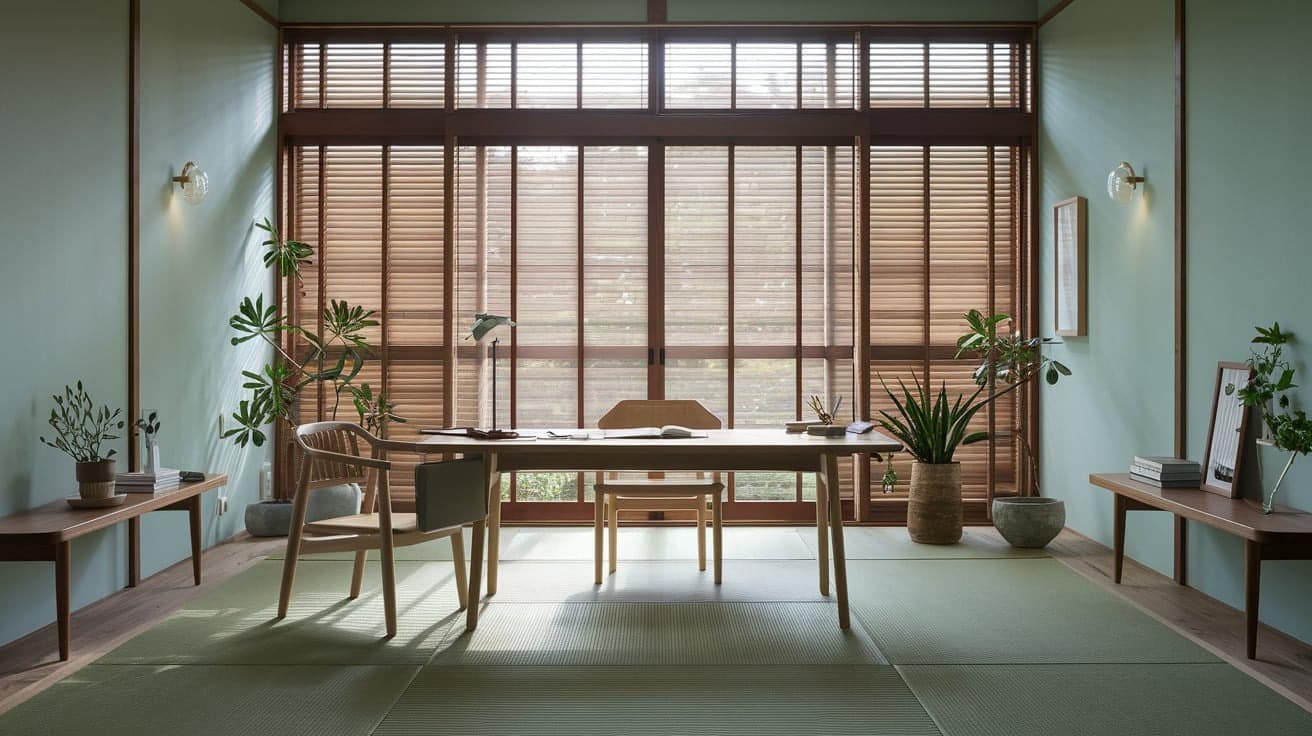 Japandi Office with a Calm, Inviting Atmosphere