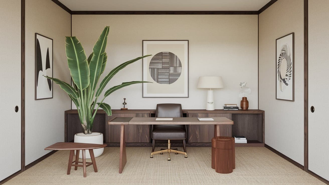 Japandi Office with a Single Focal Point