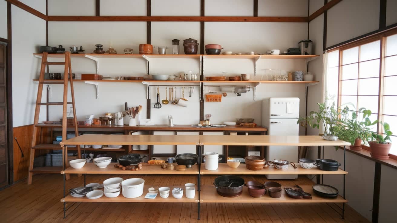 Japanese Kitchen with Open Shelving