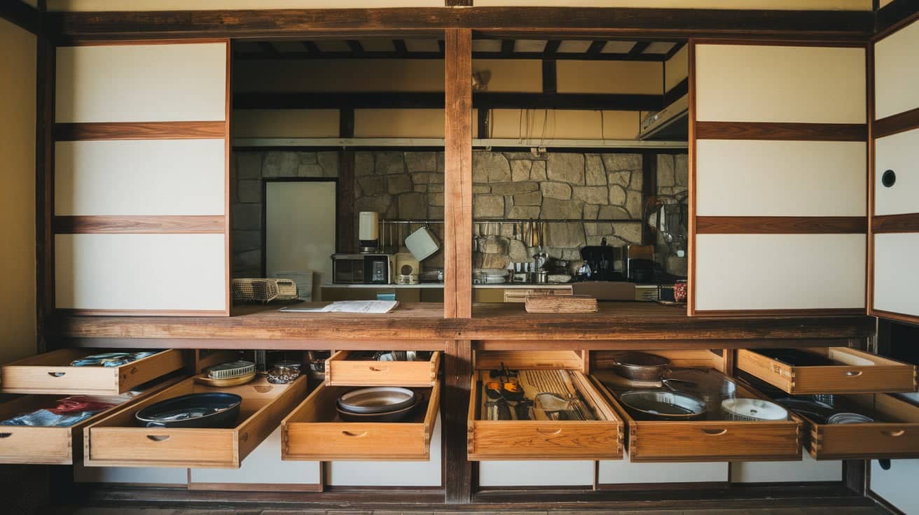 Japanese Kitchen with Sliding Drawers