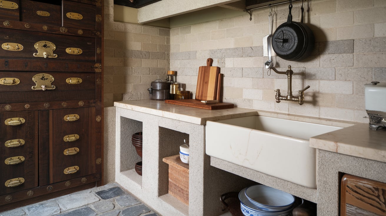 Japanese Kitchen with Stone Elements