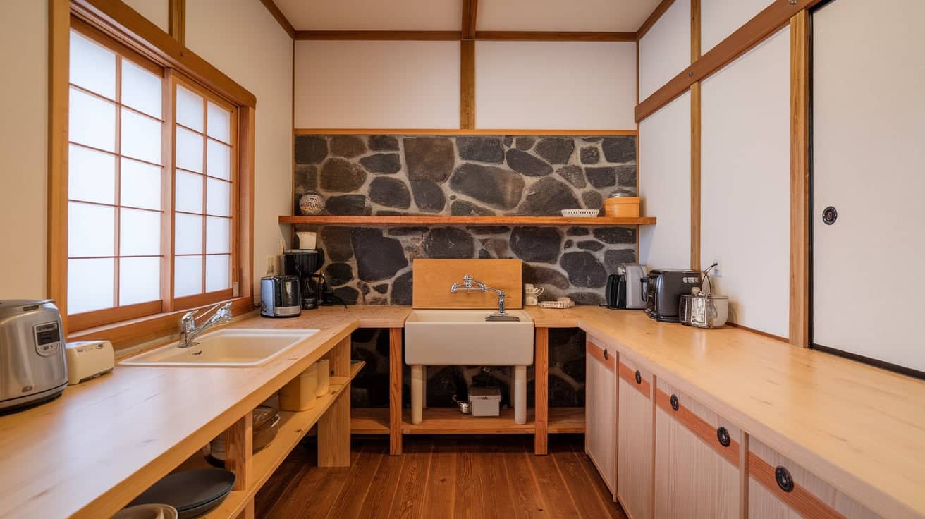 Japanese Kitchen with Wood Finishes