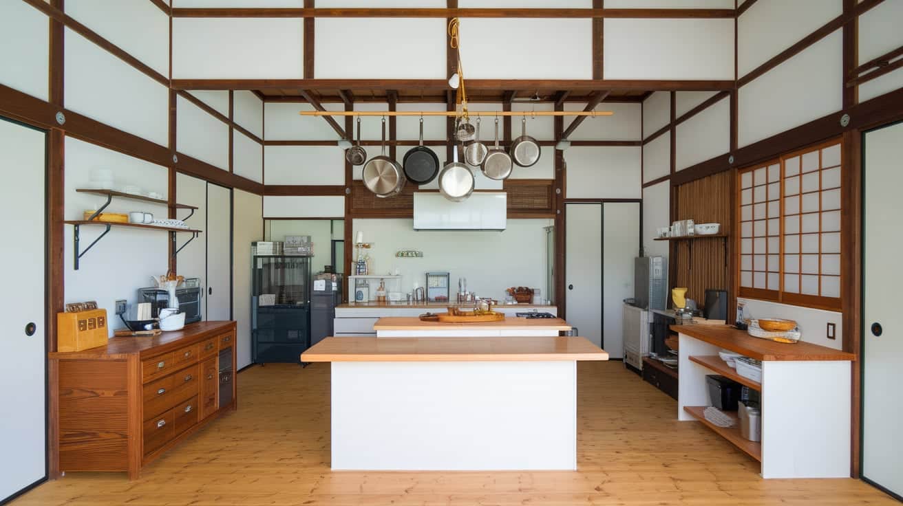 Japanese Kitchen with Wood and White