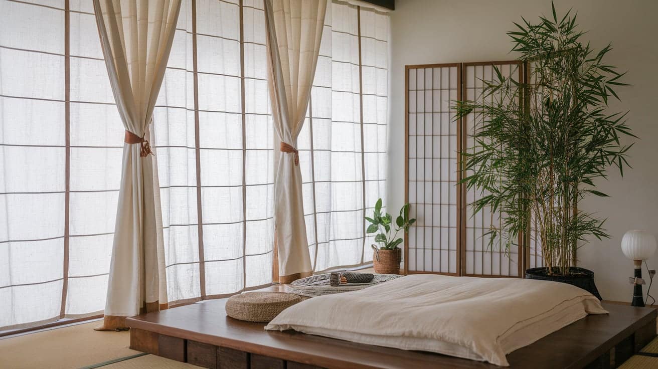 Layered Linen Curtains with Tiebacks