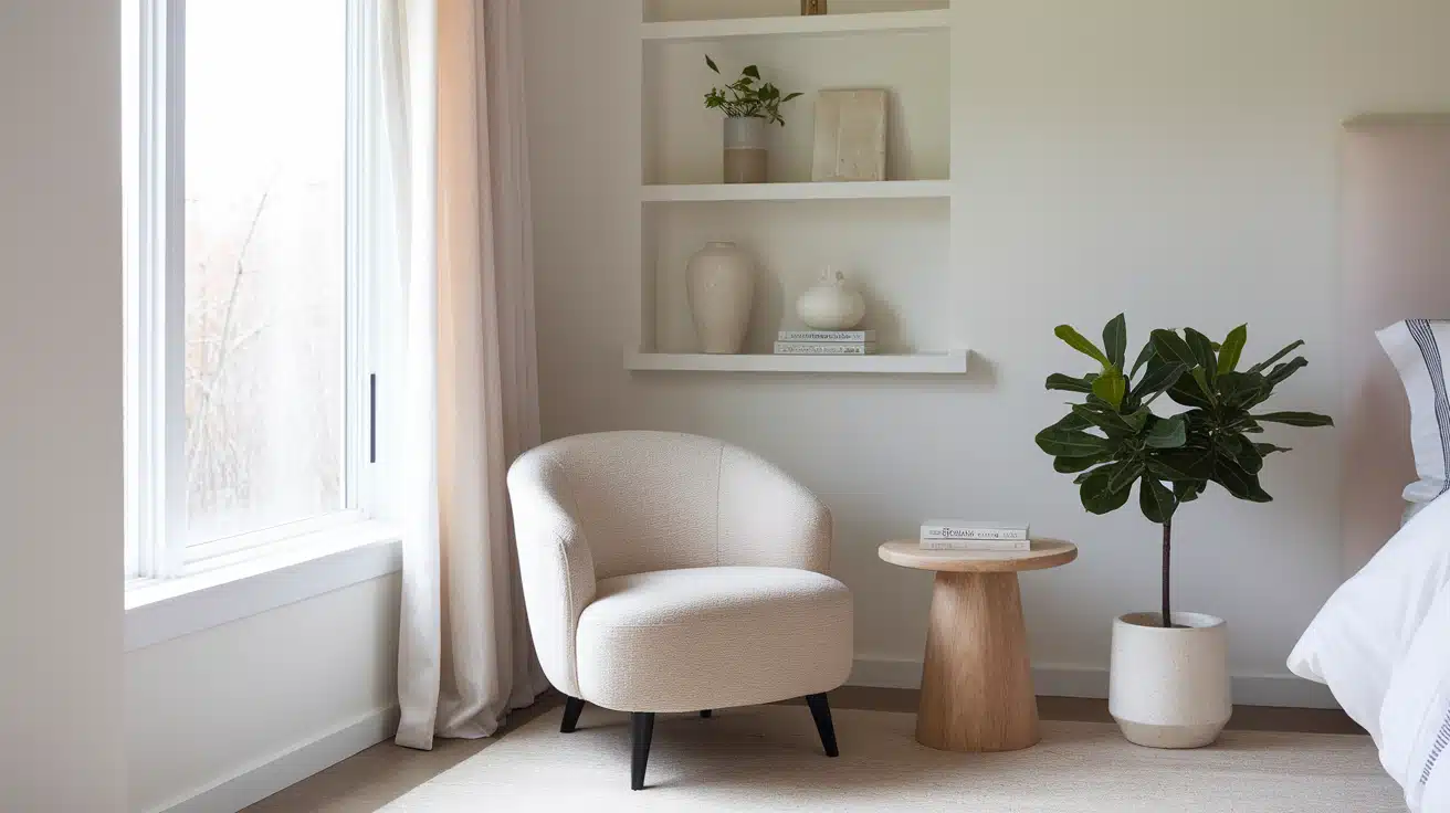 Neutral-Toned Accent Chair with Clean Lines