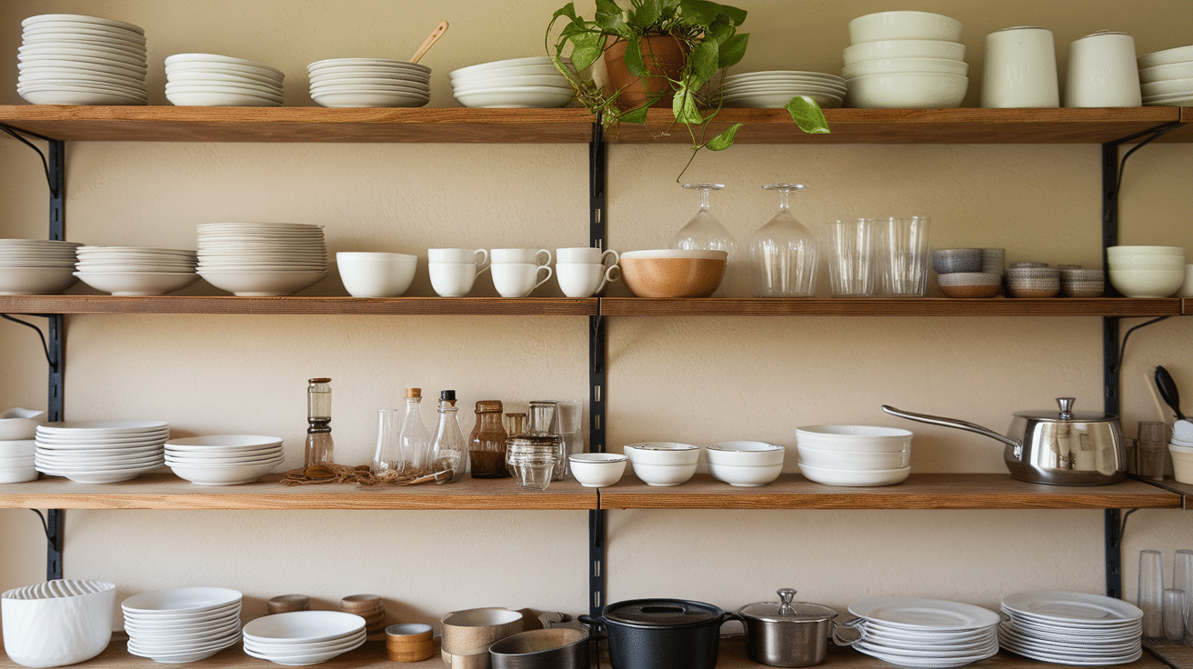 Open Shelving with Neat Arrangements