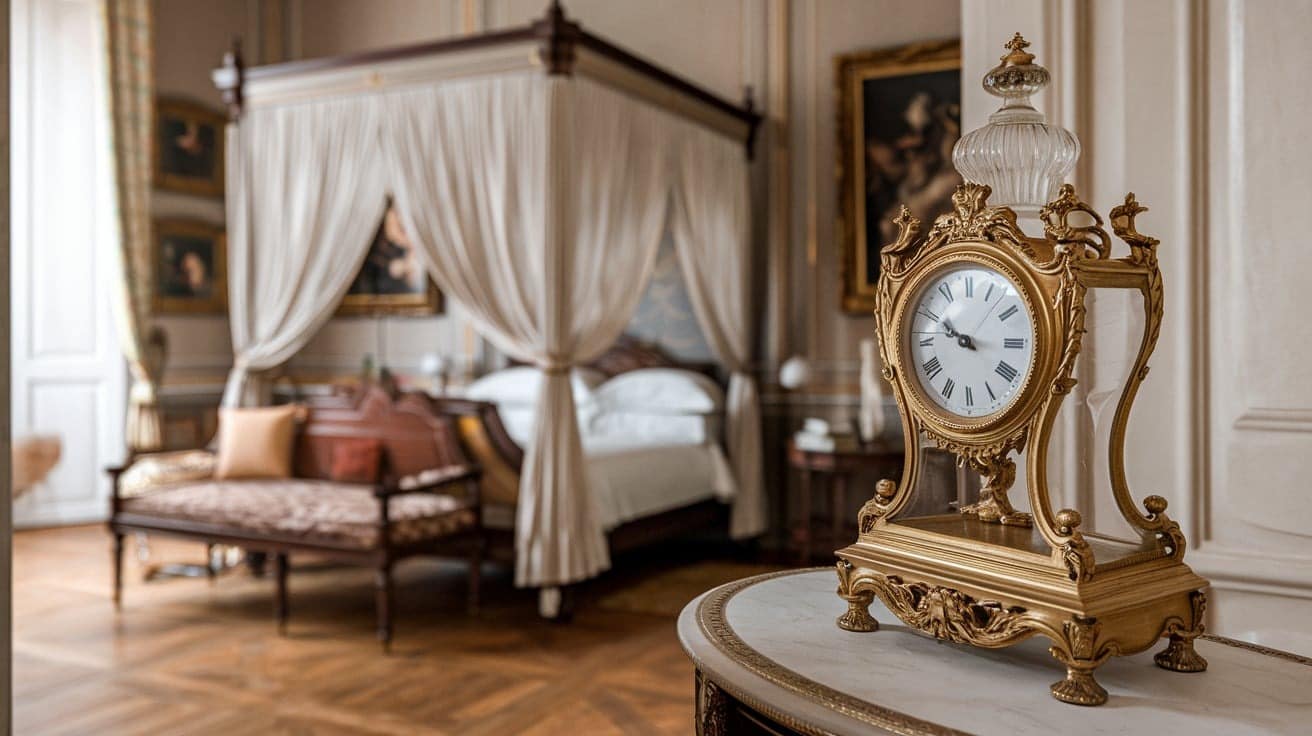 Parisian Bedroom with Antique Clocks