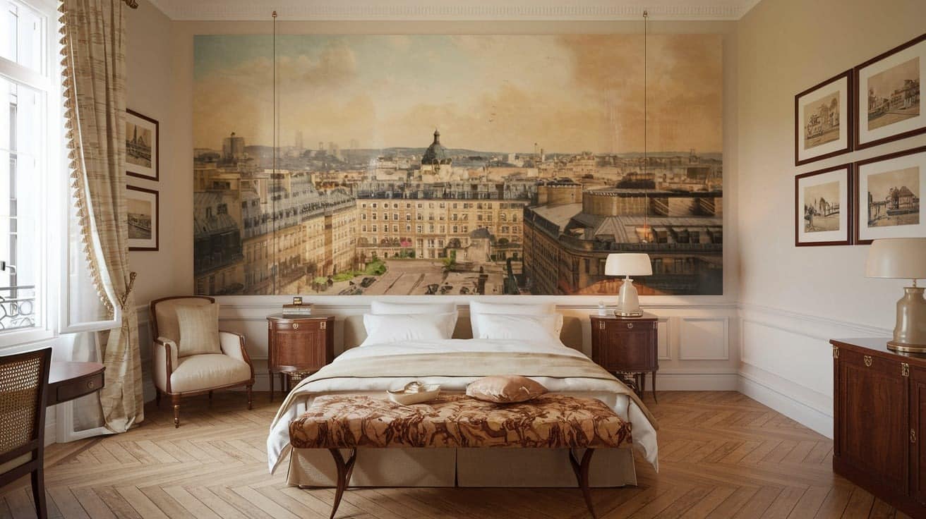 Parisian Bedroom with Classic Wall Art