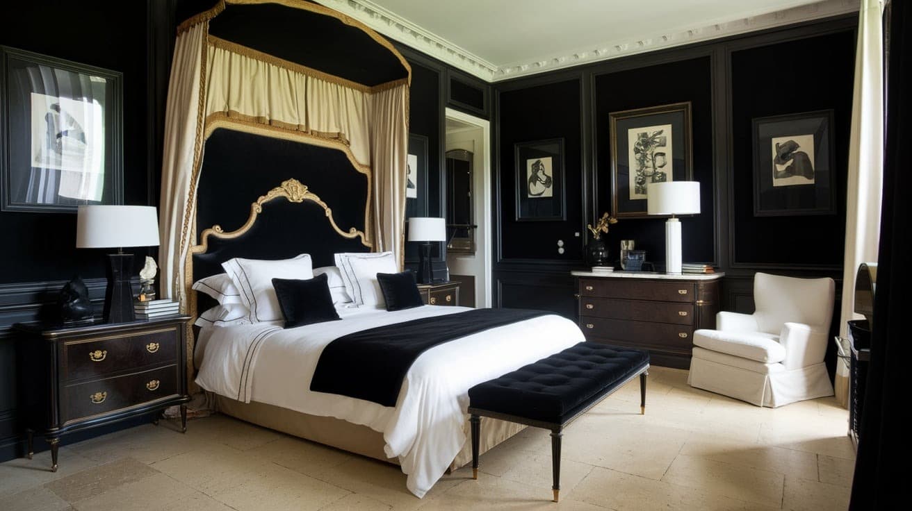 Parisian Bedroom with Dark Accents