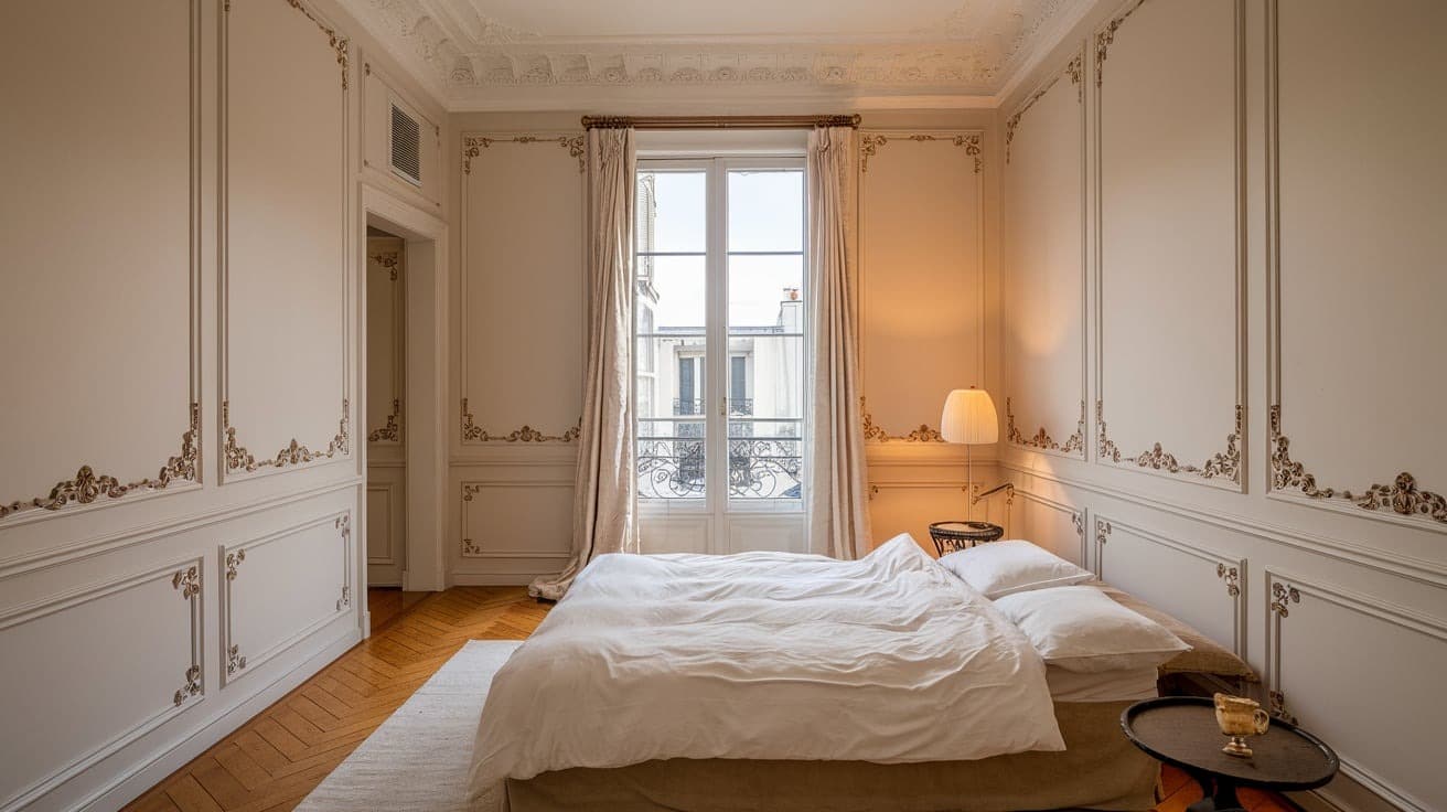 Parisian Bedroom with Decorative Wall Molding