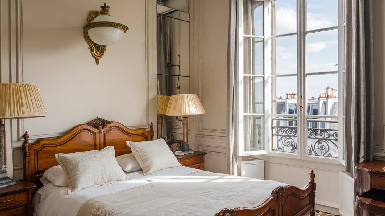 Parisian Bedroom with High Ceilings