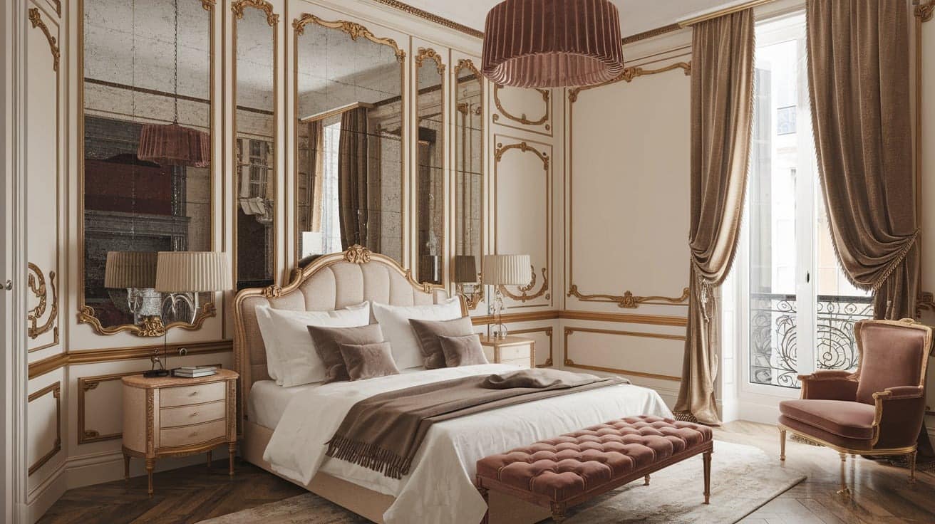 Parisian Bedroom with Polish Mirrors