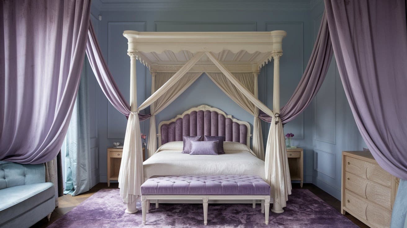 Parisian Bedroom with Soft, Flowing Drapes