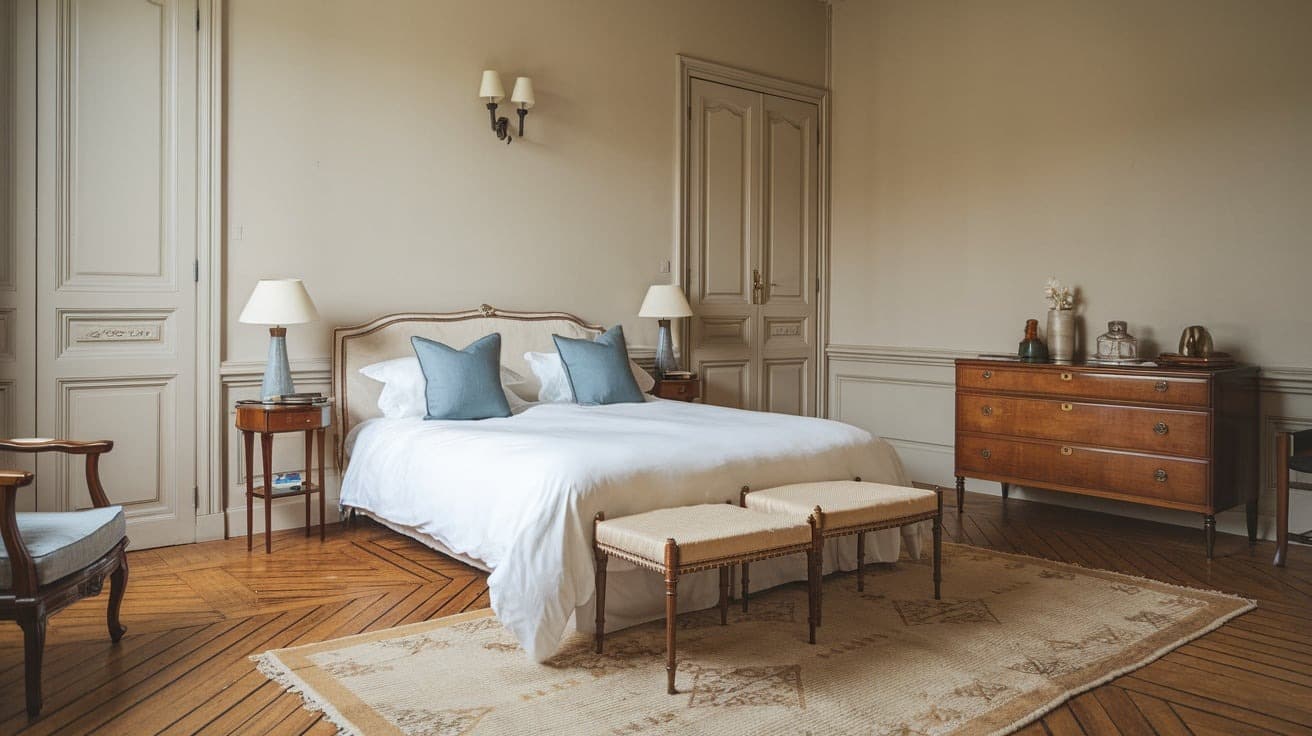 Parisian Bedroom with Wooden Floors