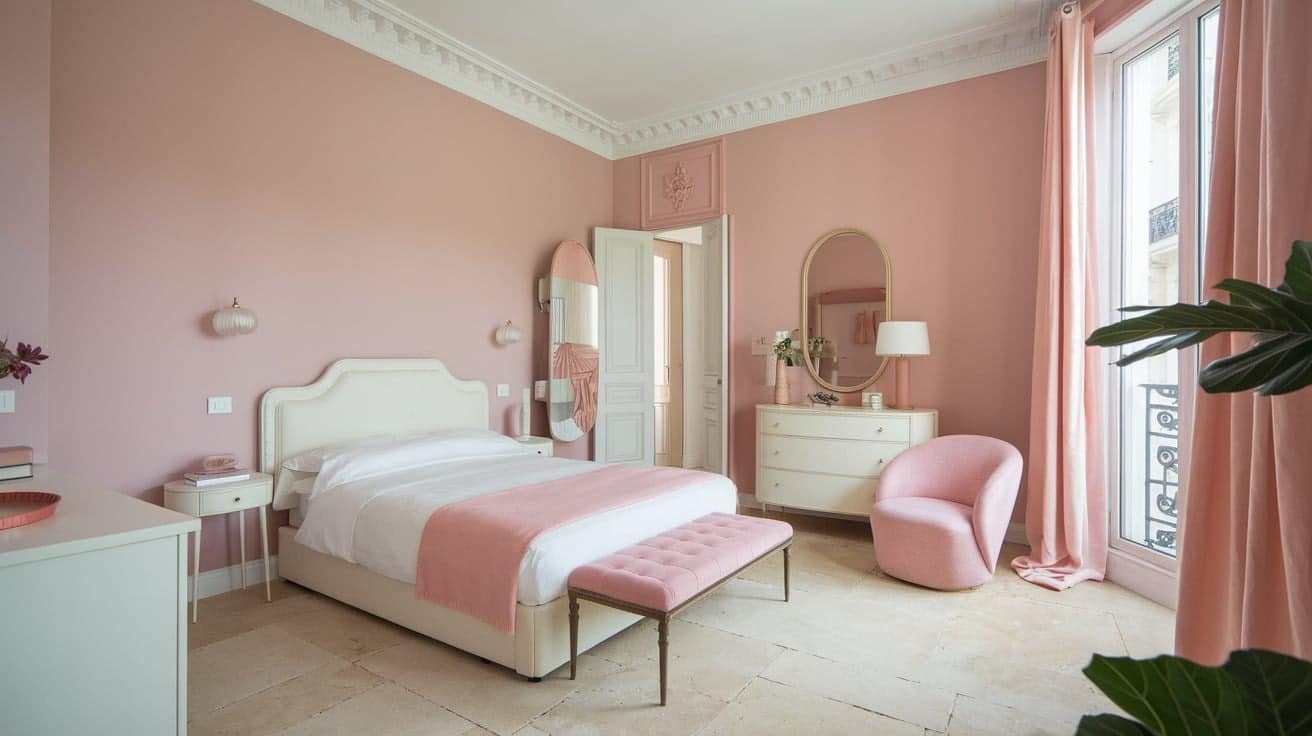 Parisian Bedroom with a Soft Color Palette