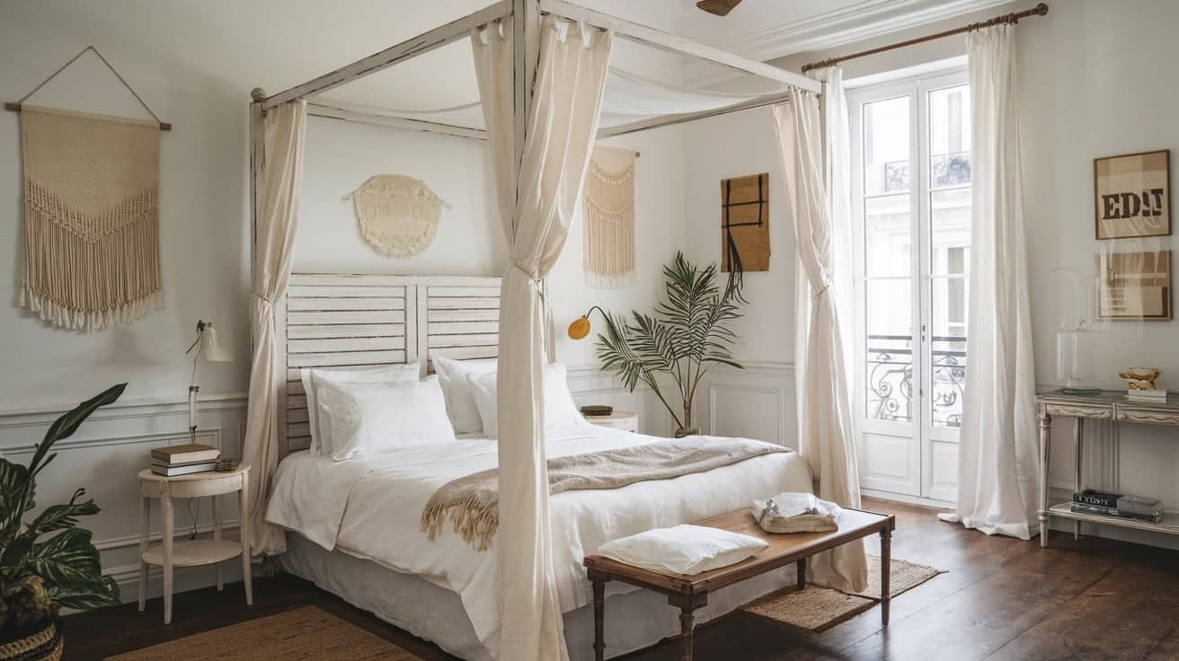 Parisian Bedroom with a Whitewashed Look