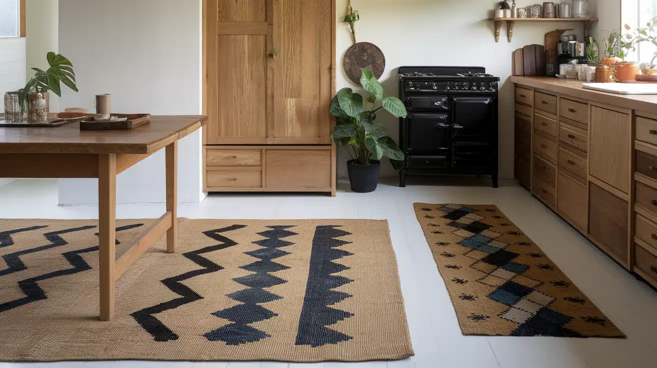 Place a Woven Rug Under the Dining Table