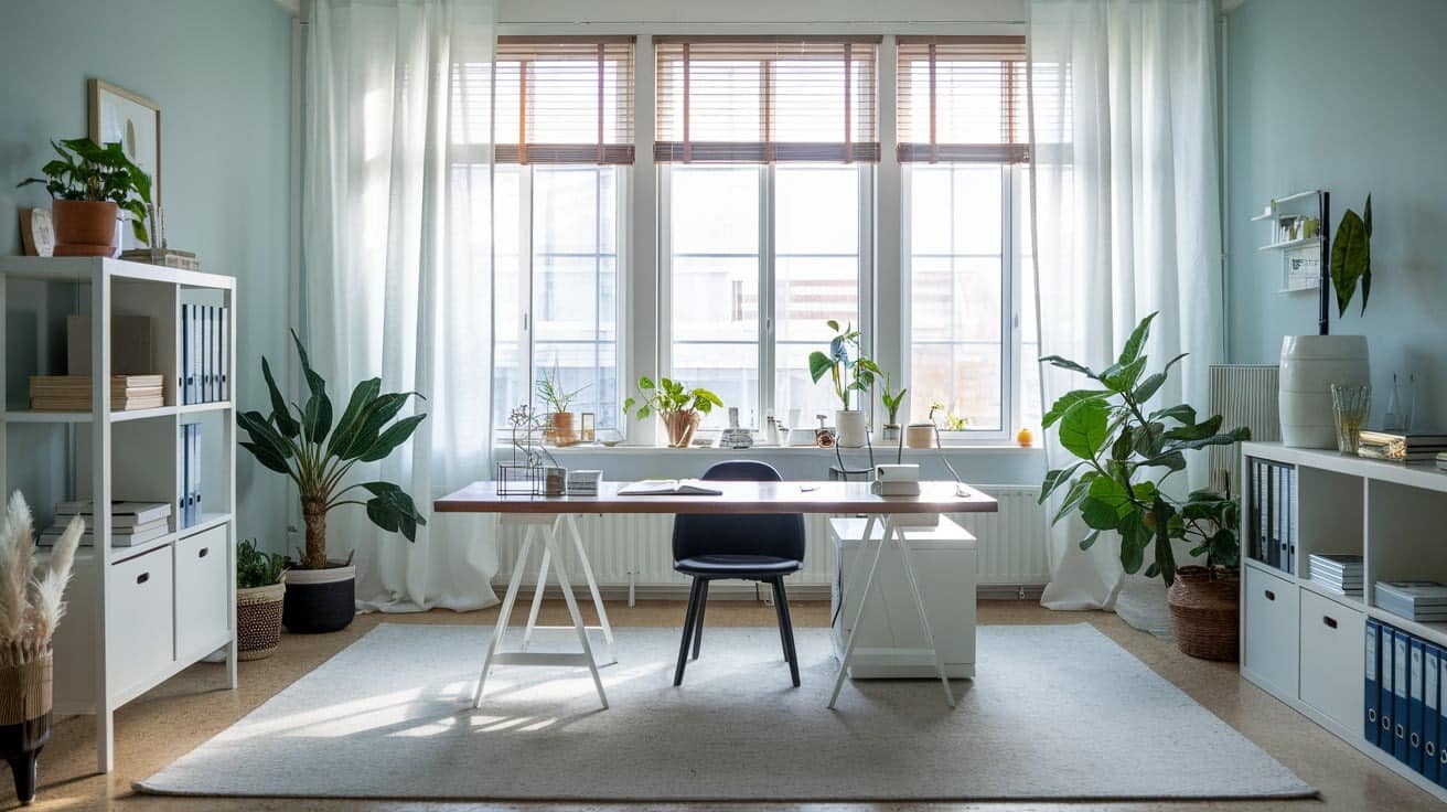 Scandi Home Office with Natural Light