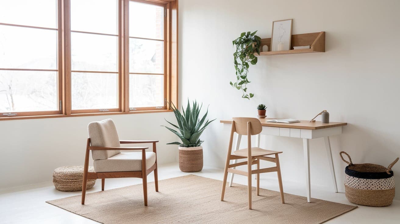 Scandi Home Office with Neutral Furnishings