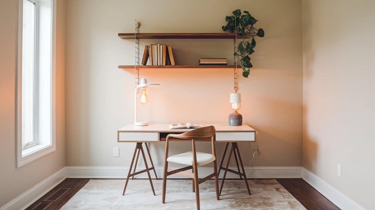 Scandi Home Office with Soft Lighting