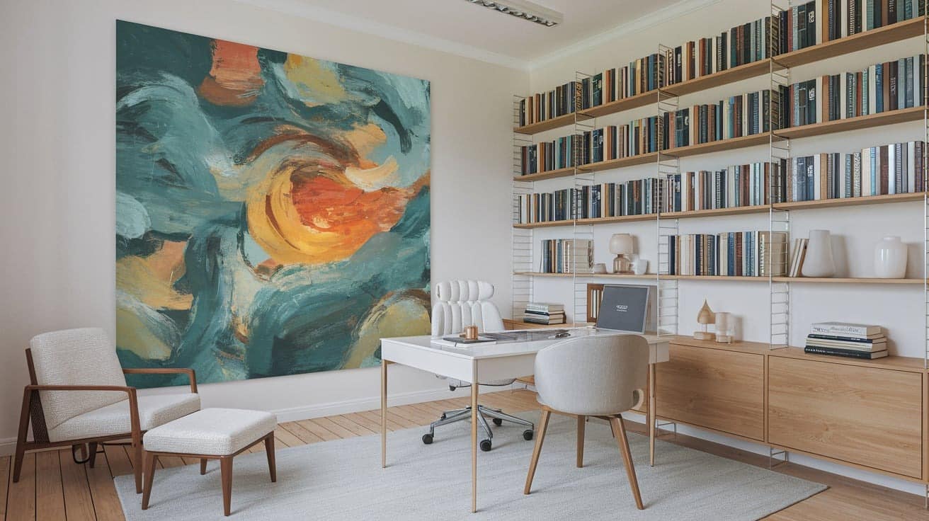 Scandi Home Office with Statement Wall Art