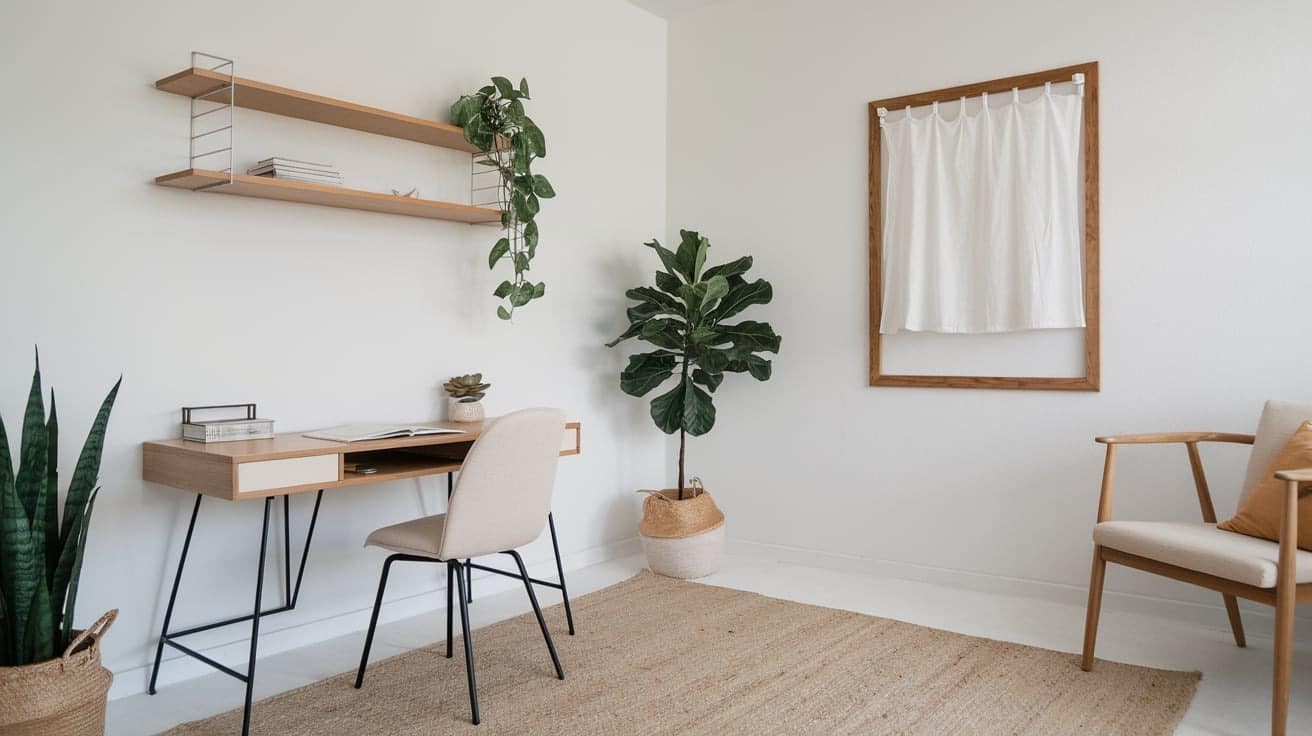 Scandi Home Office with White Walls