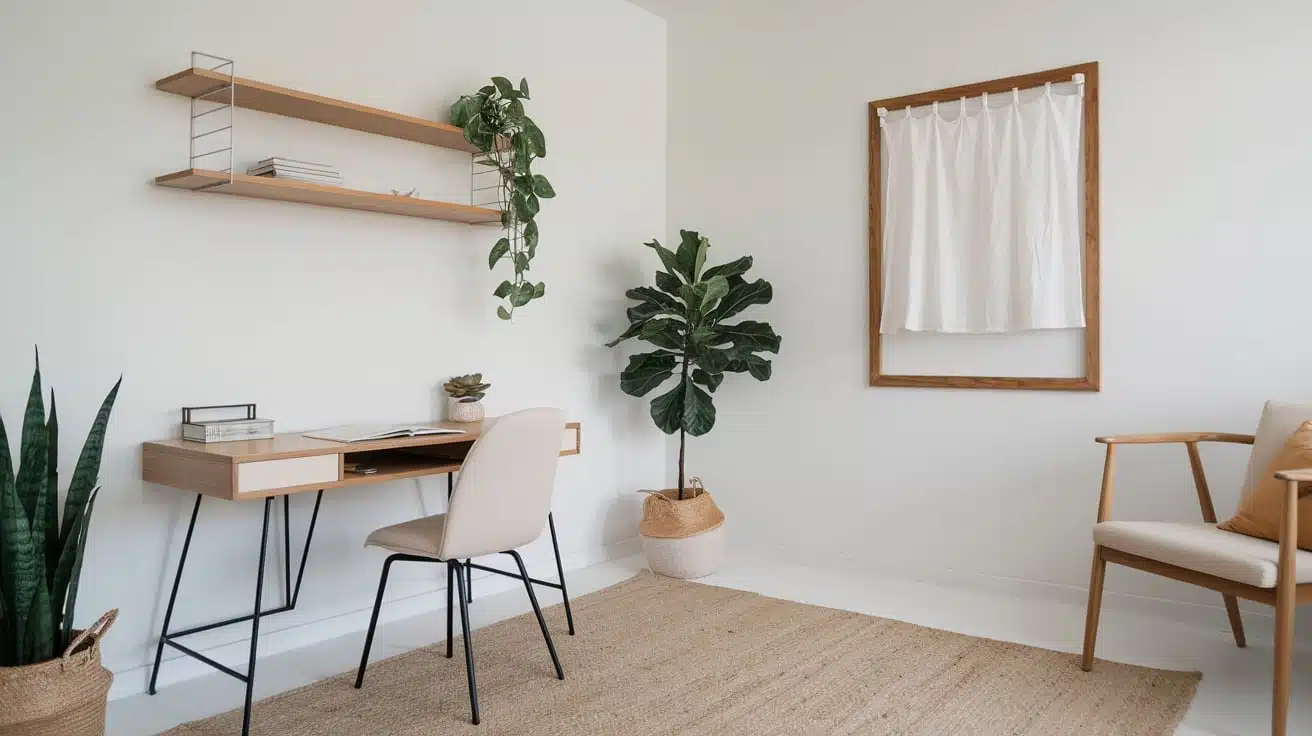 Scandi Home Office with White Walls