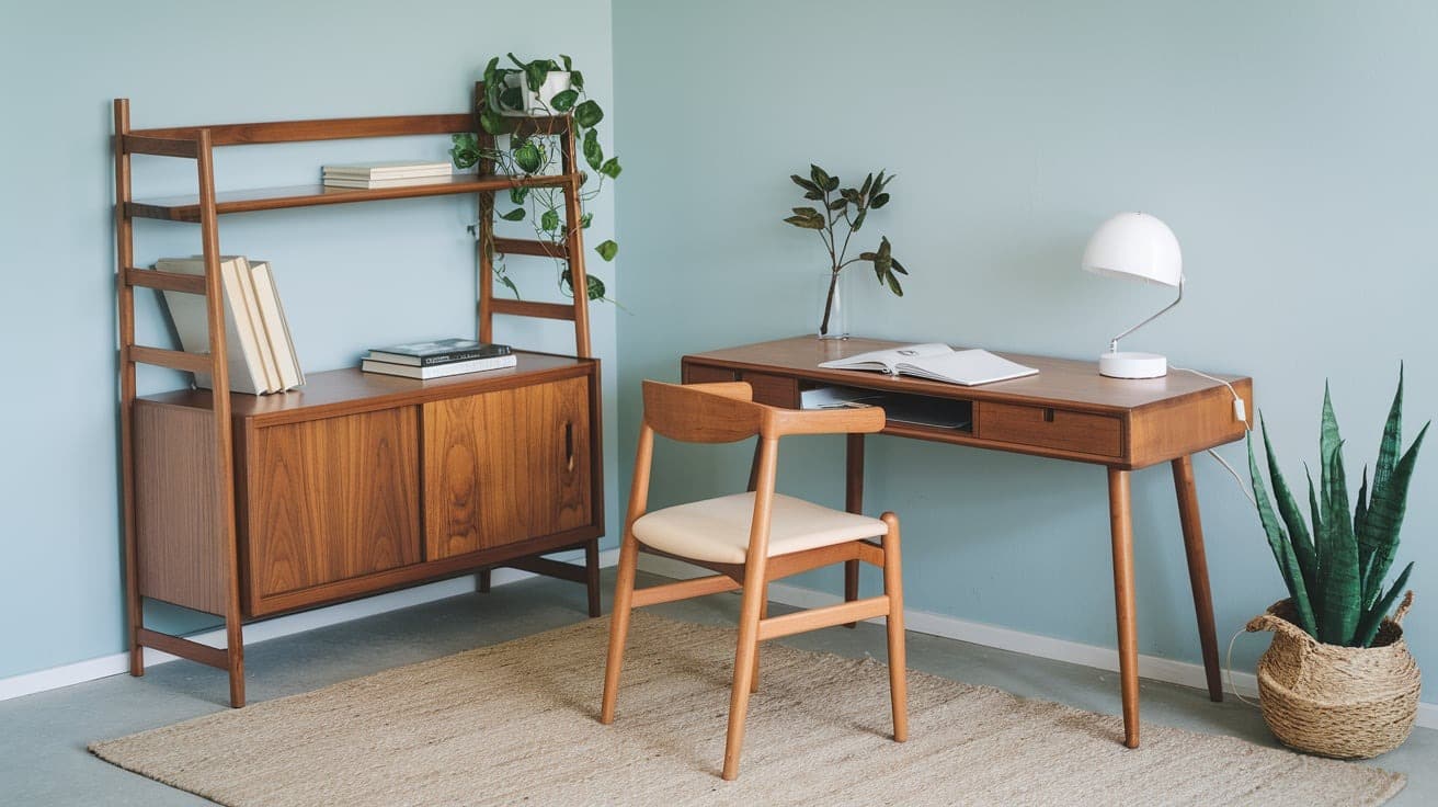 Scandi Home Office with Wooden Furniture