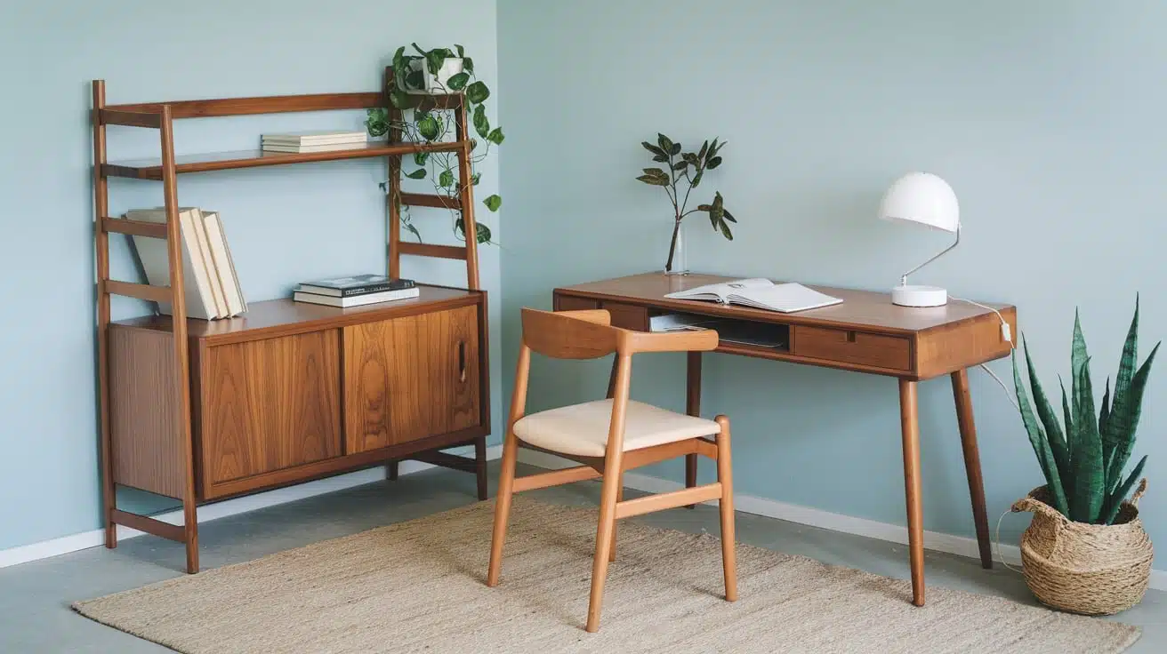 Scandi Home Office with Wooden Furniture