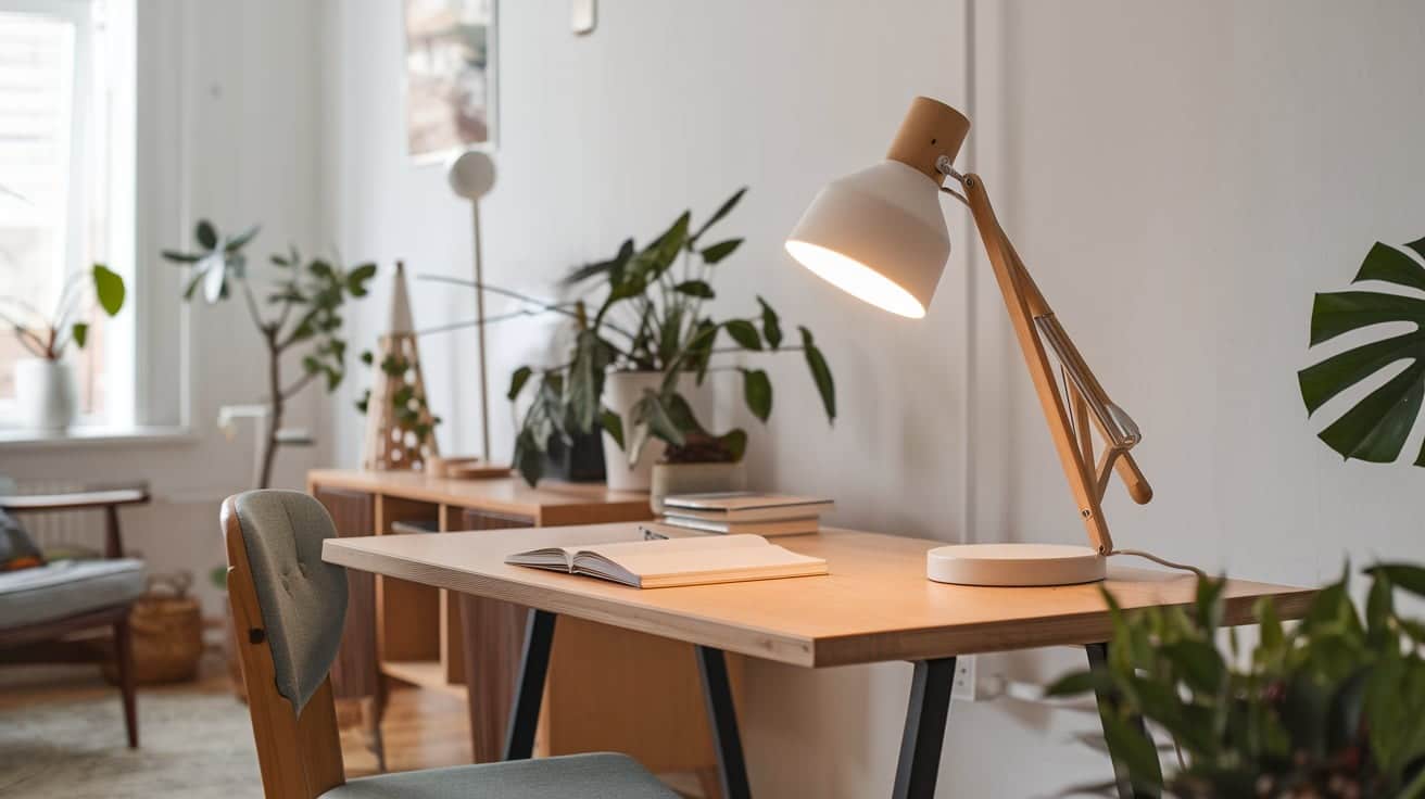 Scandi Home Office with a Desk Lamp