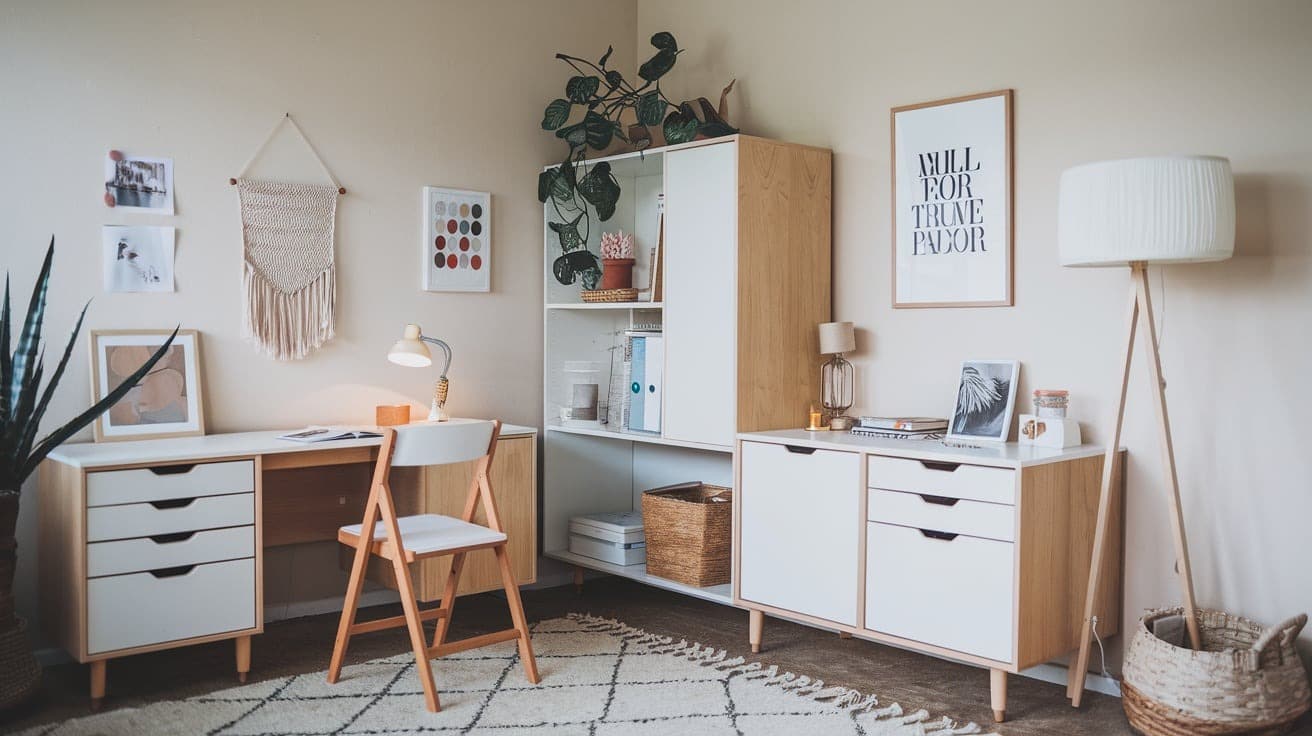 Scandinavian Home Office with Multi-Purpose Furniture