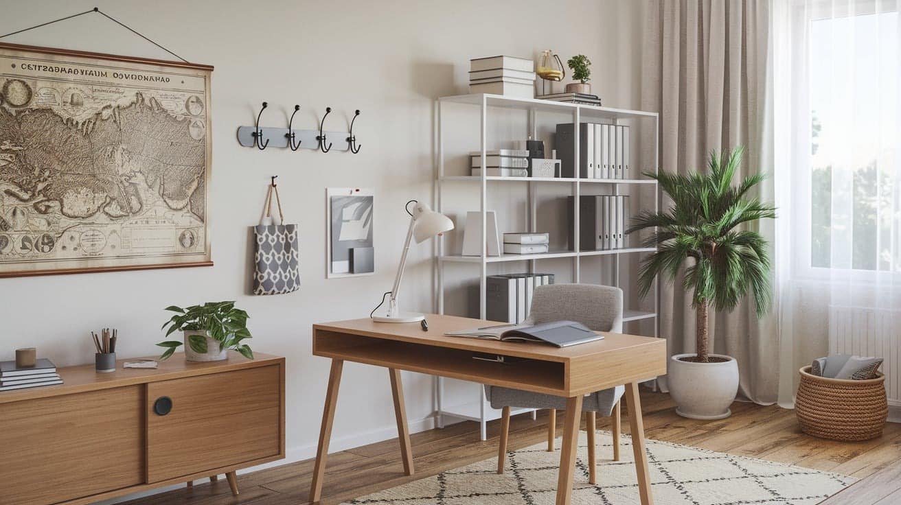 Scandinavian Home Office with Polish Details