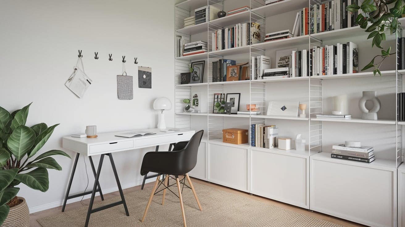 Scandinavian Home Office with Storage Solutions