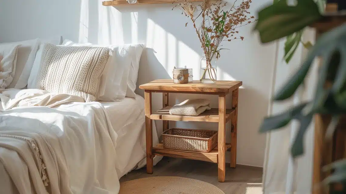 Wooden Bedside Shelf