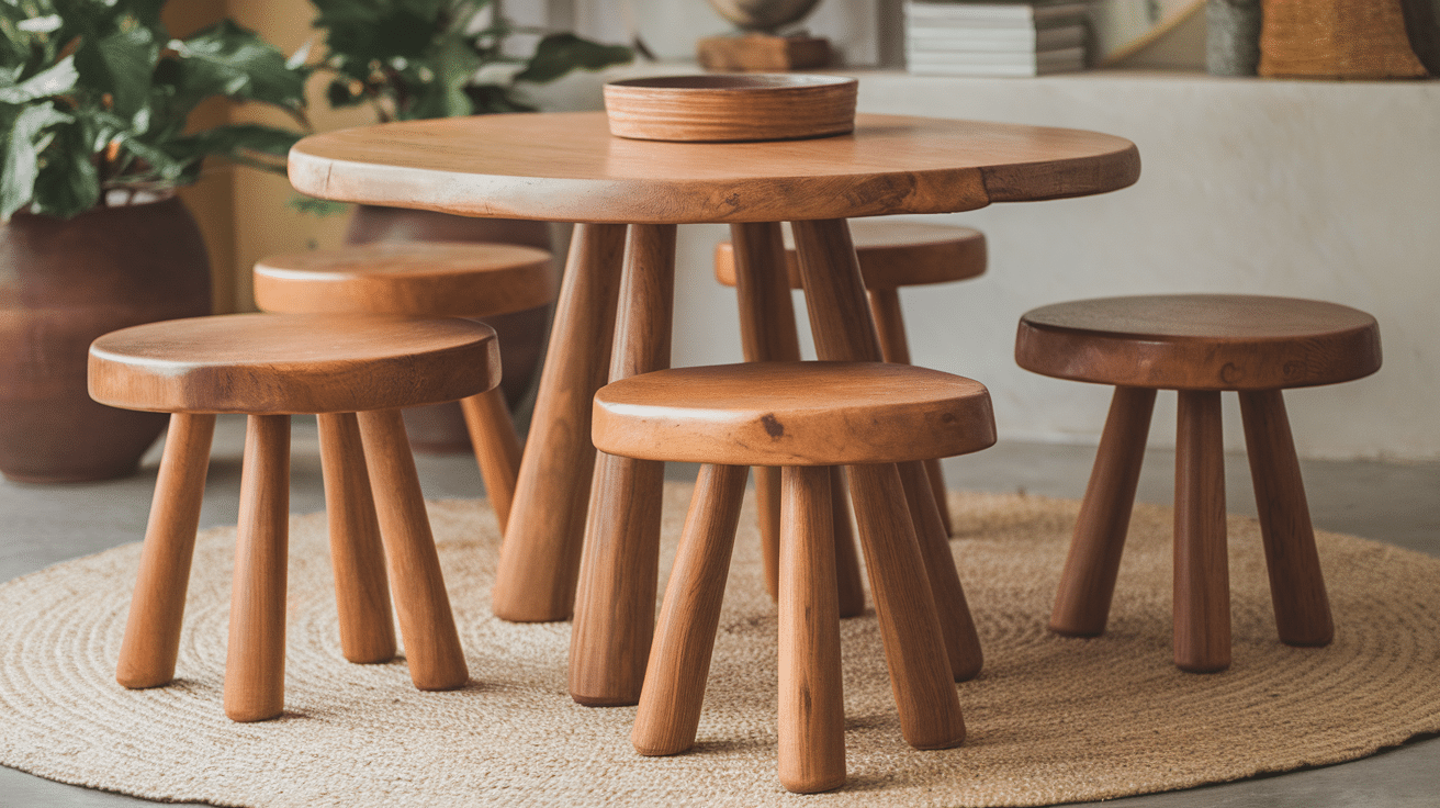 Wooden Boho Stools-