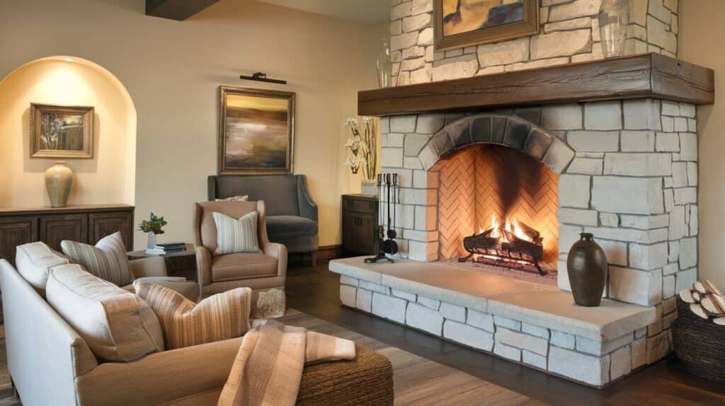 Cozy Stone Fireplace