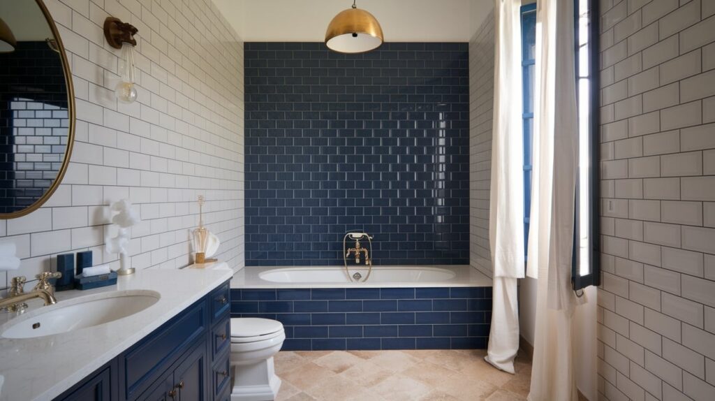 Italian Bathroom with Bold Accent Walls