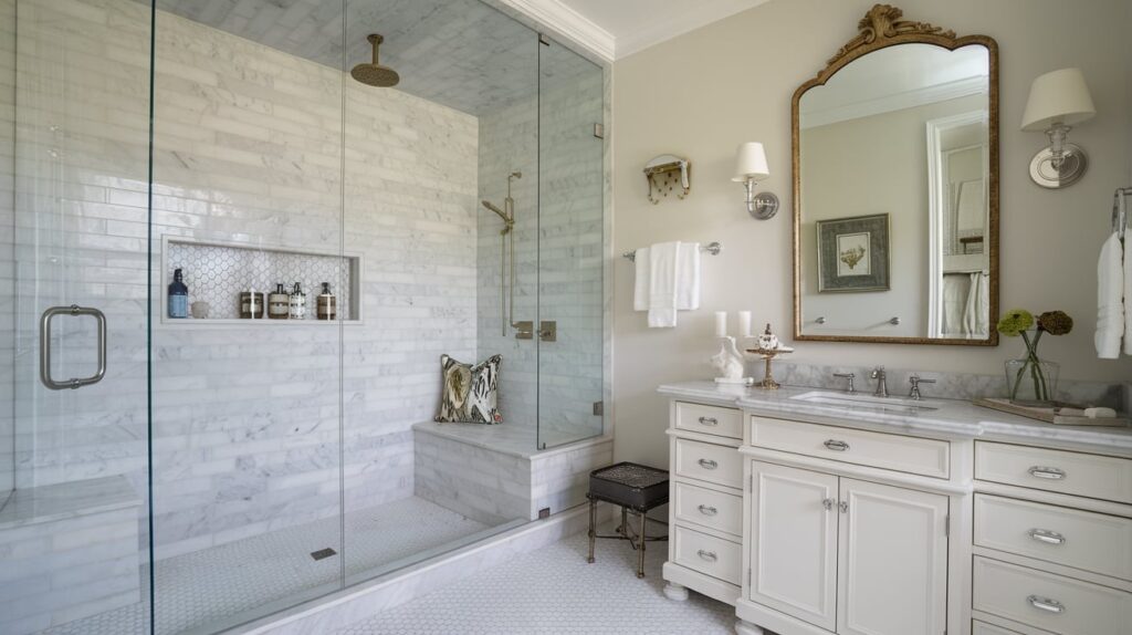 Italian Bathroom with Frameless Glass Doors