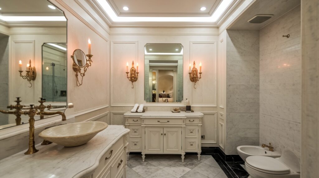 Italian Bathroom with Soft, Ambient Lighting