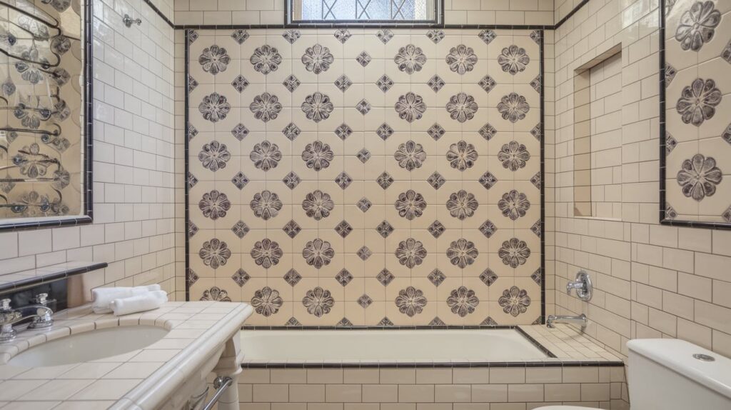 Italian Bathroom with Statement Tile Backsplash