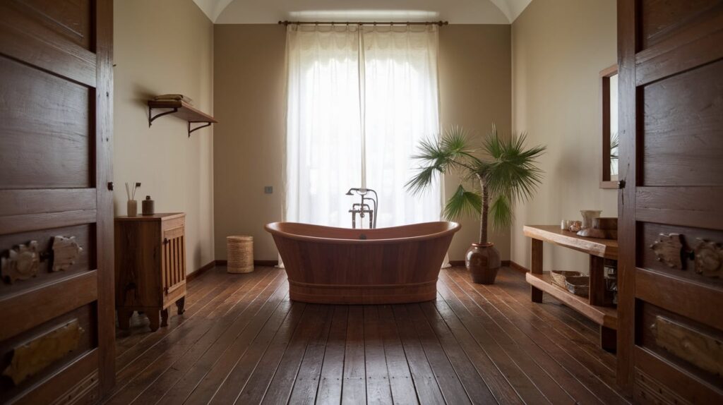 Italian Bathroom with Wooden Floors