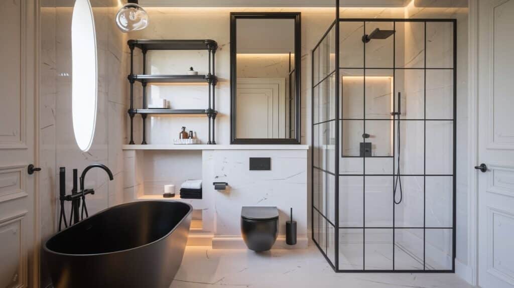 Luxurious Italian Bathroom With Black Fixtures