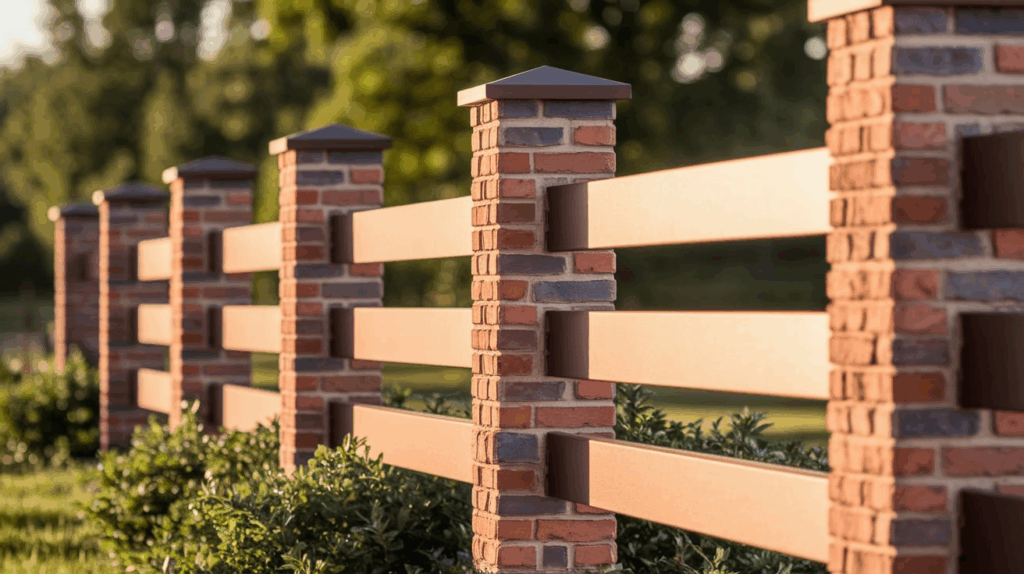 Brick and Wood Modern Ranch Fence
