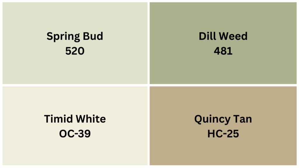 Color Pairings for Benjamin Moore Ashwood Moss (1484)