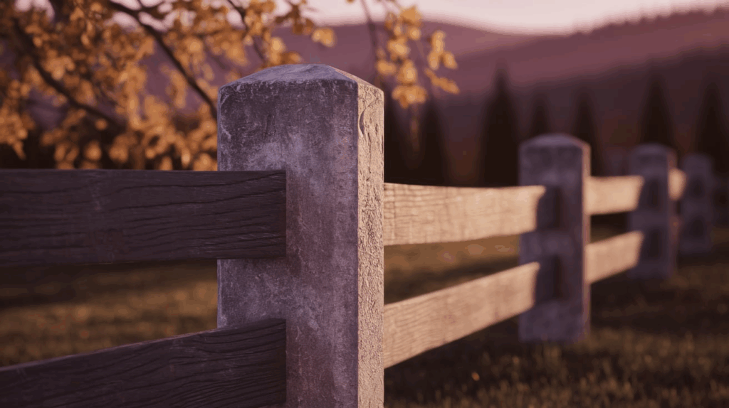 Concrete Post and Wood Plank Fence